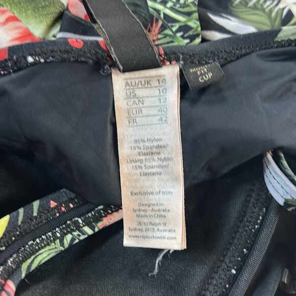 Nip tuck Swim tropical floral and bird print one piece swimsuit, size 10 - Picture 8 of 9